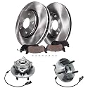 Detroit Axle - Front Disc Rotors w/Ceramic Brake Pads + Wheel Hub &amp; Bearing
