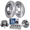 Detroit Axle - Front Drilled Brake Rotors + Wheel Hubs + 24pc Wheel Lug