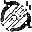Detroit Axle - Front End 12pc Suspension Kit for 2001 2002 2003 Mazda Protege Protege5, 2 Lower Control Arms w/Ball Joints, 4 Inner &amp; Outer Tie Rods, 4 Front Rear Sway Bar Links, 2 Boots Replacement