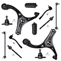 Detroit Axle - Front Lower Control Arms w/Ball Joints + Sway Bars + Tie Rods w/Boots Replacement for 2006-2011 Kia Rio Rio5-12pc Set