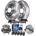 Detroit Axle - Rear Drilled &amp; Slotted Rotors Brake Pads Wheel Hubs w/ 10pc