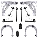 Detroit Axle - RWD Front 12pc Control Arms Kit for 03-07 Cadillac CTS, 4 Upper &amp; Lower Control Arms and Ball Joints 4 Tie Rods 2 Sway Bars 2 Boots 2003 2004 2005 2006 2007 Replacement