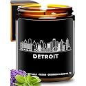 Detroit Candle, Thoughtful Detroit Themed Gifts for Men &amp; Women, Unique Skyline and City Souvenirs Ideas for Her, Best Sentimental Gifts for Moving Away, Ideal for Birthday, Christmas, Gift-Ready