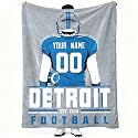 Detroit Throw Blanket Personalized Name and Number Gifts for Men Women Kids Flannel Tapestry