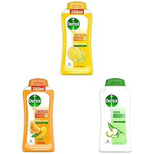 dettol body wash and shower gel refresh - 250ml - dettol body wash and shower gel energize - 250ml - dettol body wash and shower gel soothe - 250ml combo