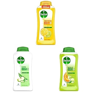 dettol body wash and shower gel refresh - 250ml - body wash and shower gel soothe - 250ml - body wash and shower gel revitalize - 250ml combo
