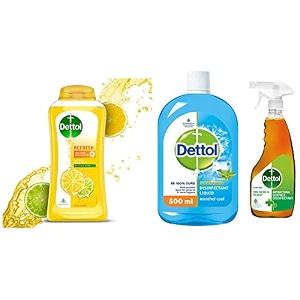 dettol body wash and shower gel for women and men refresh 250ml amp dettol liquid disinfectant floor cleaner menthol cool 500ml amp dettol liquid disinfectant cleaner surface sanitizer spray 500ml