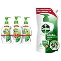 Dettol Original Germ Protection Alcohol based Hand Sanitizer Pump, 200ml (Pack of 3) & Dettol Liquid Handwash Refill - Original Germ Protection Hand Wash- 750ml