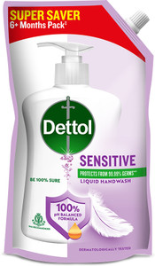 dettol sensitive  liquid for bottle pouch no powder 10x germ protection soap hand wash pouch