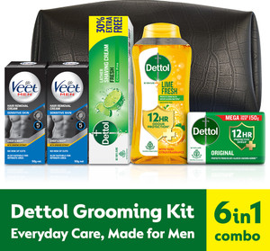 dettol ultimate multipurpose grooming  shower kit men 6 items in the set