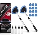 deuvuo 18 Pcs Windshield Cleaning Tool, Expandable Car Window Cleaner with 12 Reusable Microfiber Pads, 4 Spray Bottles, Multifunctional Auto Windshield Glass Cleaner Tool Set