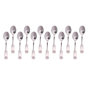 stainless steel 12 piece tea spoon set for tea coffee sugar amp spices small spoons silver length 14 cm 17 gauge spoon_queen_design_12pcs_set medium