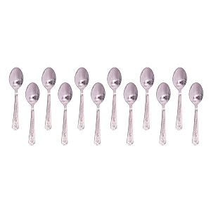 stainless steel 12 piece tea spoon set for tea coffee sugar amp spices small spoons silver length 14 cm 17 gauge spoon_diamond_design_12pcs_set medium