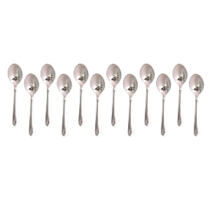 stainless steel 12 piece tea spoon set for tea coffee sugar amp spices small spoons silver length 14 cm 17 gauge spoon_neckless_design_12pcs_set medium