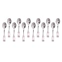 Stainless Steel 12 Piece Tea Spoon Set for Tea, Coffee, Sugar &amp; Spices, Small Spoons, Silver, Length: 14 cm (17 Gauge) (Spoon_(Queen_Design)_12pcs_Set, Medium)