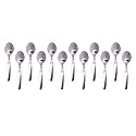 Stainless Steel 12 Piece Tea Spoon Set for Tea, Coffee, Sugar &amp; Spices, Small Spoons, Silver, Length: 14 cm (17 Gauge) (Spoon_(Fusion_Design)_12pcs_Set, Medium)