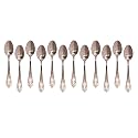 Stainless Steel 12 Piece Tea Spoon Set for Tea, Coffee, Sugar &amp; Spices, Small Spoons, Silver, Length: 14 cm (17 Gauge) (Spoon_(Saphire_Design)_12pcs_Set, Medium)