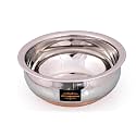 Stainless Steel Copper Bottom Handi 500ML | Small Cookware Pot with Lid | Steel Handi for Cooking & Serving | Copper Base Cookware for Gas Stove | Kitchen Serving Bowl
