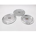 Stainless Steel Heavy Gauge Ciba/Lids/Tope/Cheeba Cover Set, Silver Set Of 3 Pcs (Dia - 19cm, 20.5cm, 21.5cm)