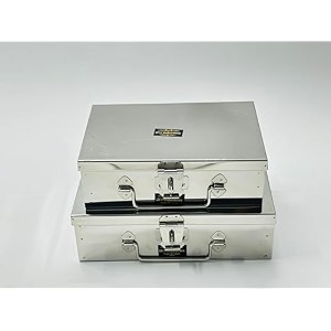 stainless steel storage boxescash petipooja petiorganizervanity boxsafe locker box storage box 21cm135cm7cm 22cm16cm75cm set of 2 peti - 8 9 no