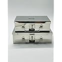 Stainless Steel Storage Boxes,Cash Peti,Pooja Peti,Organizer,Vanity Box,Safe Locker Box Storage Box (22cm*16cm*7.5cm, 26cm*18.5cm*8cm, Set of 2 Peti - 9, 10 No.)