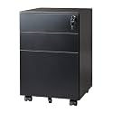 DEVAISE 3 Drawer Locking File Cabinet, Under Desk Metal Filing Cabinet for Legal/Letter/A4 File, Fully Assembled Except Wheels, Black