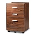 DEVAISE 3 Drawer Mobile File Cabinet, Wood Filing Cabinet fits A4 or Letter Size for Home Office, Walnut