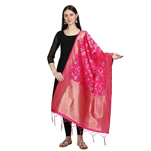 DEVANGI Womens Floral Silk Blend Dupatta