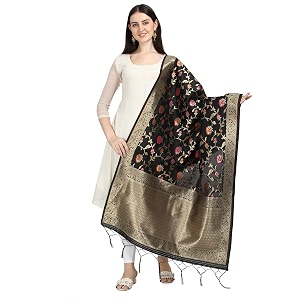 DEVANGI Womens Floral Silk Blend Dupatta