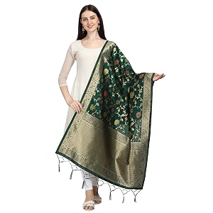 DEVANGI Womens Floral Silk Blend Dupatta