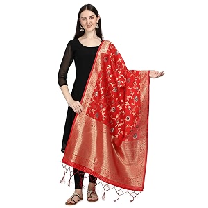 DEVANGI Womens Floral Silk Blend Dupatta