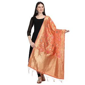 DEVANGI Womens Floral Silk Blend Dupatta