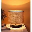 Devansh Beige Jute Shade Lamp with Black Wood Base for Decoration/Office/Home/Gifting/Study for Office/Home/Gifting -(7x7x7) Inches -