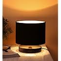 Devansh Black Cotton Shade Lamp with Black Wood Base for Decoration/Office/Home/Gifting/Study for Office/Home/Gifting -(7x7x7) Inches -
