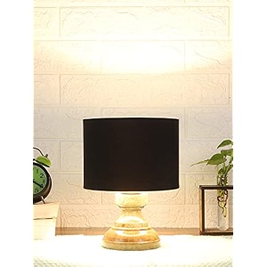 devansh at63 wood table lamp with black cotton shade