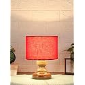 Devansh AT64, Wood Table lamp with Red Cotton Shade