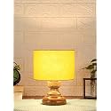 Devansh AT66, Wood Table lamp with Yellow Cotton Shade