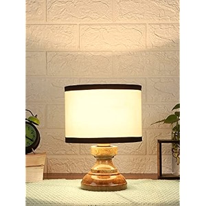 devansh at68 wood table lamp with multicolor cotton shade