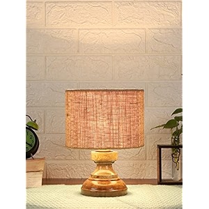 devansh at69 wood table lamp with beige jute shade
