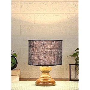 devansh at73 wood table lamp with blue jute shade