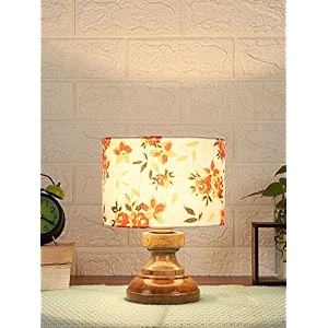 devansh at75 wood table lamp with multicolor cotton shade