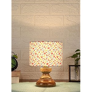 devansh at76 wood table lamp with multicolor cotton shade