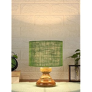 devansh at77 wood table lamp with green jute shade