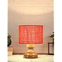 Devansh AT80, Wood Table lamp with Orange Jute Shade