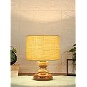 Devansh AT82, Wood Table lamp with Yellow Jute Shade