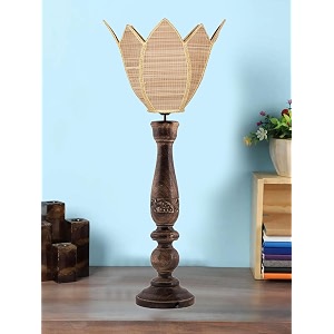 devansh bamboo lotus shade lamp with wood base for decorationofficehomegiftingstudy for officehomegifting -14x14x2575 inches -