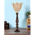 Devansh Bamboo Lotus Shade Lamp with Wood Base for Decoration/Office/Home/Gifting/Study for Office/Home/Gifting -(14x14x25.75) Inches -