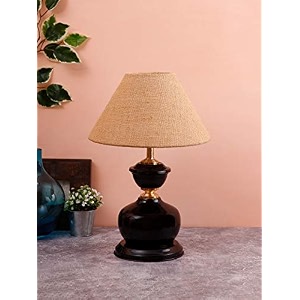 devansh beige jute table lamp with black base