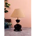 Devansh Beige Jute Table lamp with Black Base