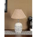 Devansh Beige Jute with White Brushed Wood Fluorescent Table Lamp